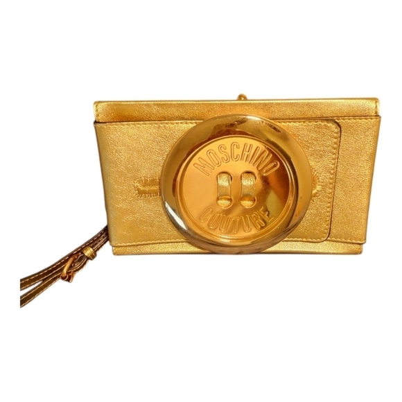 Authentic Moschino Gold Women\'s Button  Clutch